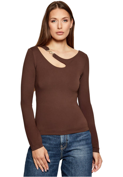 T-Shirt Manica lunga Donna Guess  Eleanor Buckle W5BP18KC7M2