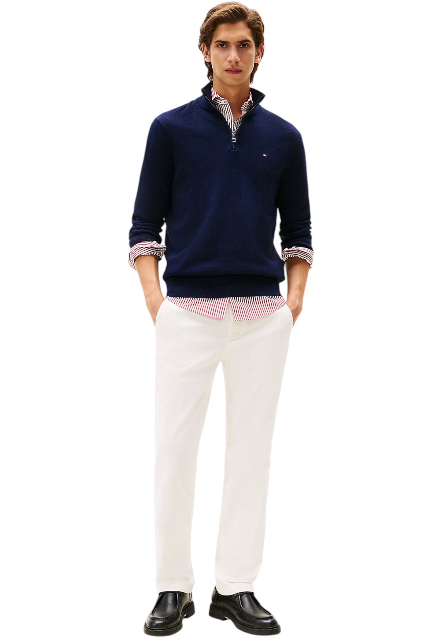 Maglione Collo Alto Uomo Tommy Hilfiger Con Mezza Zip Organic Cotton Cashmere Pima MW0MW28049