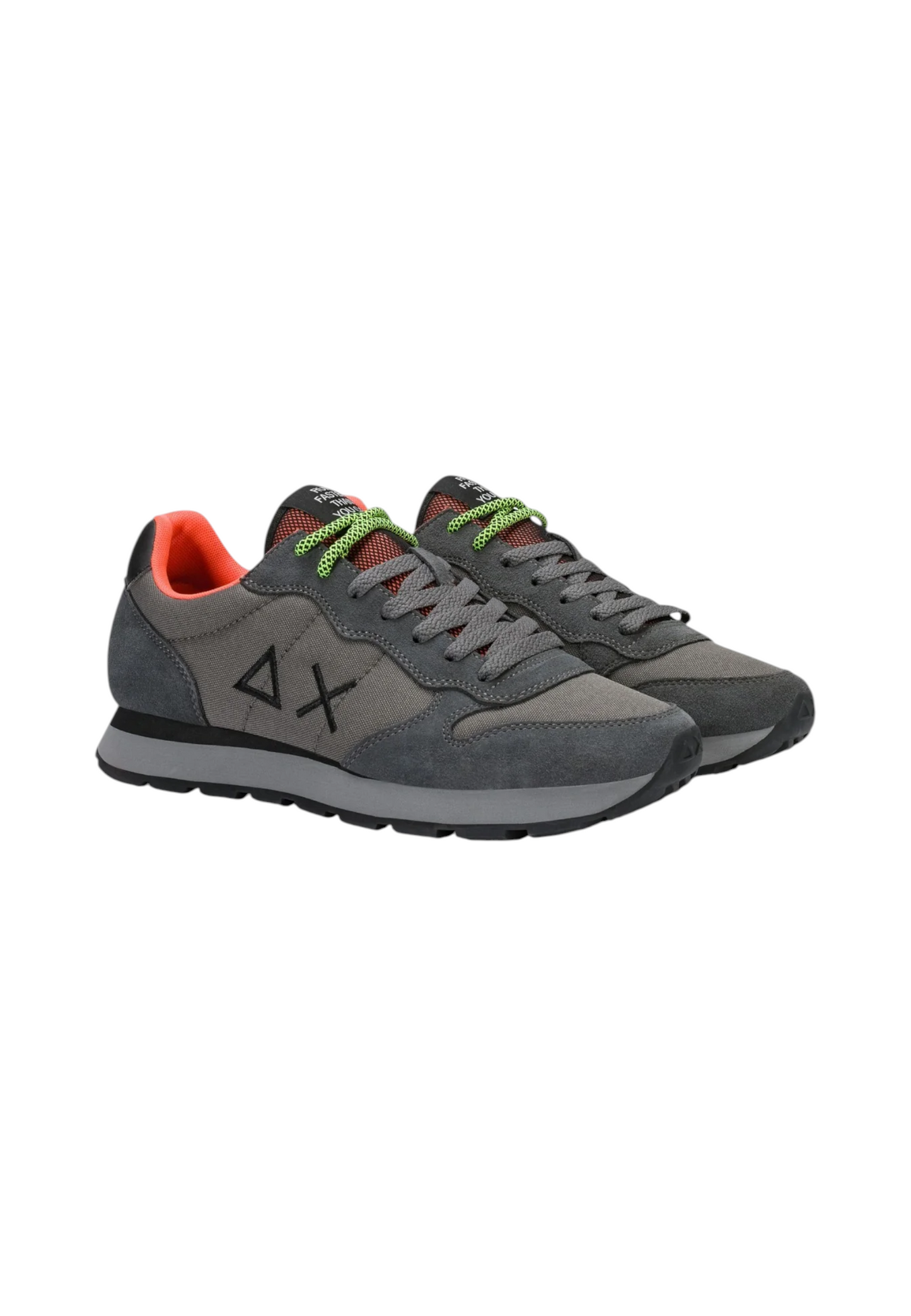 Sneakers Basse Uomo Sun68 Stile Running, Nylon E Suede, Dettagli Fluo, Logo Ricamato Tom Fluo Z46102