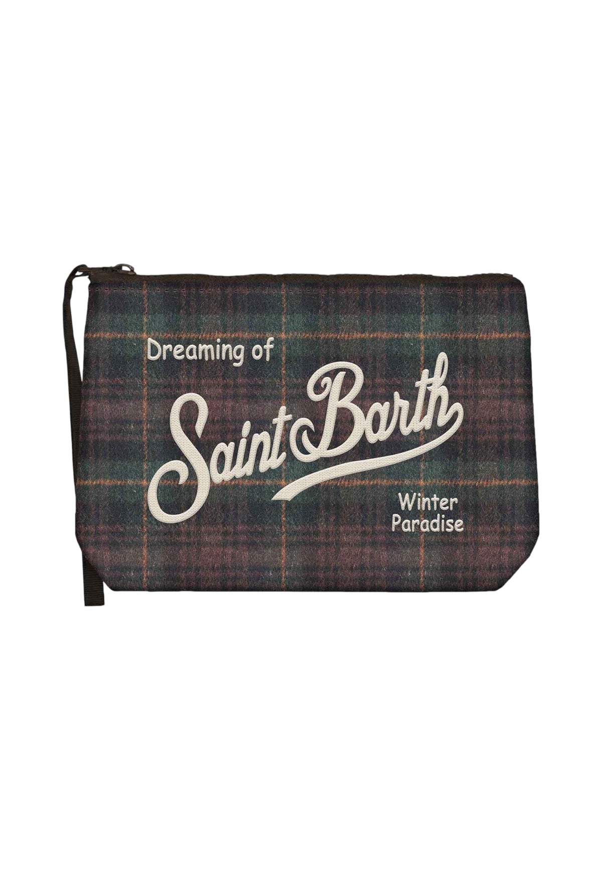 Pochette  Unisex Mc2 Saint Barth Chiusura Con Zip, Laccetto Laterale, Fantasia Tartan Aline Wool ALI0022-TARTAN
