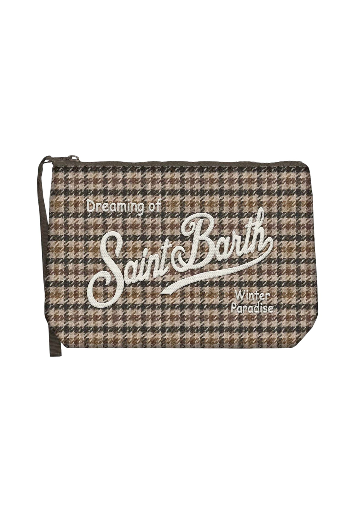 Pochette  Unisex Mc2 Saint Barth Chiusura Con Zip, Laccetto Laterale, Fantasia Pied-De-Poule Aline Wool ALI0022-PIED-DE-POULE