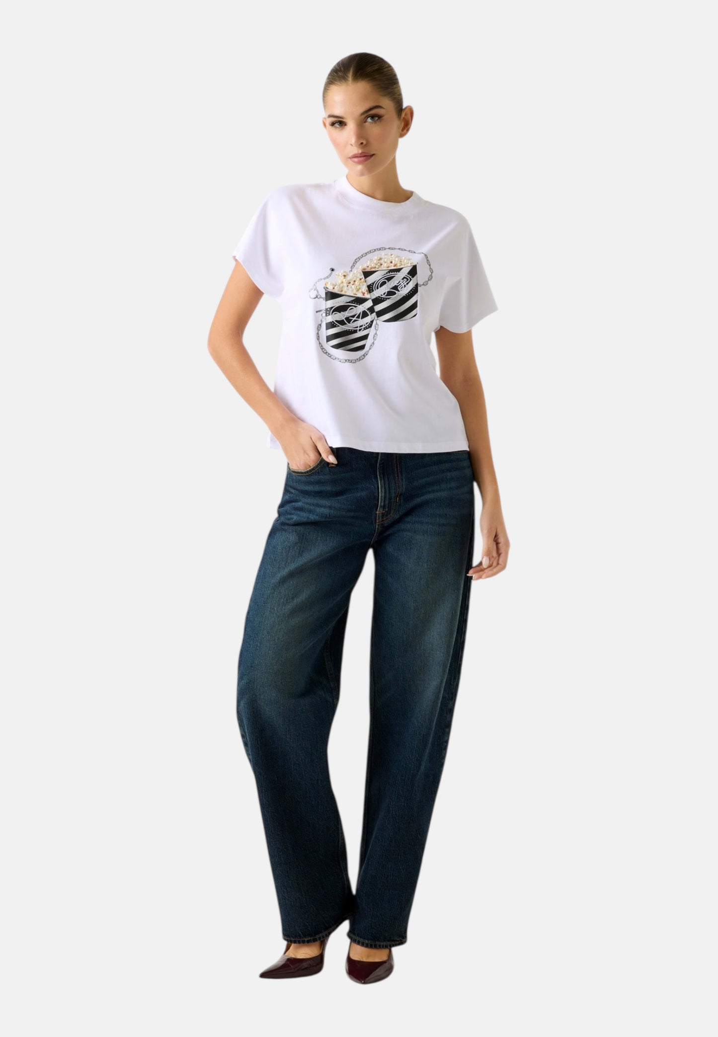 T-Shirt Manica Corta Donna Guess  Popcorn W6RI28I3Z14