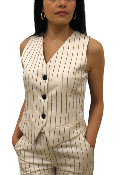 Gilet  Donna Kocca A Righe Con Fodera In Pizzo Guy P24PGL2136ABRI3102