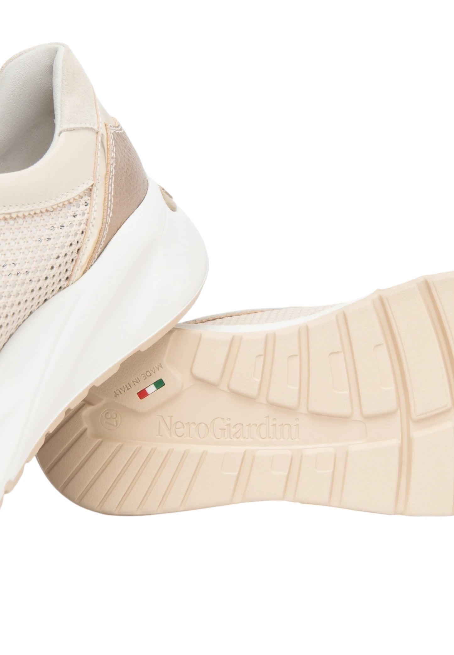 Sneakers Basse Donna Nero Giardini In Pelle Con Inserti Laterali In Tessuto Mesh E Logo Metallico  E615180D