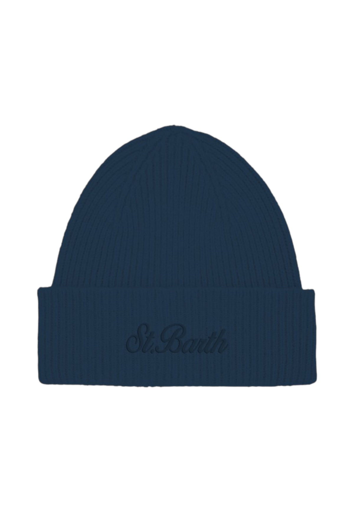 Berretto  Donna Mc2 Saint Barth Lavorazione A Coste, Risvolto, Logo Ricamato Moss Wool MOS0004