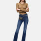 Jeans Flare Fit Donna Pinko Vestibilit� flare, gamba svasata dal ginocchio, design cinque tasche, denim stretch, cintura abbinata con fibbia Love Birds, ricamo sulla tasca posteriore Flora 100166A3FR