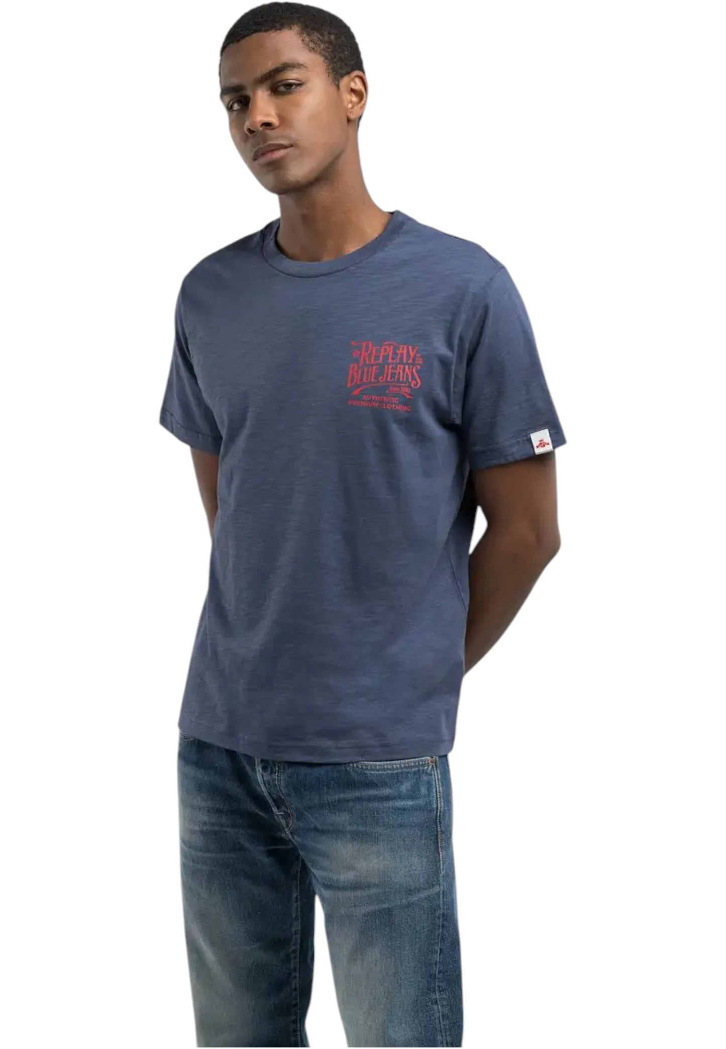 T-Shirt Manica Corta Uomo Replay In Jersey Fiammato