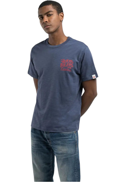 T-Shirt Manica Corta Uomo Replay In Jersey Fiammato
