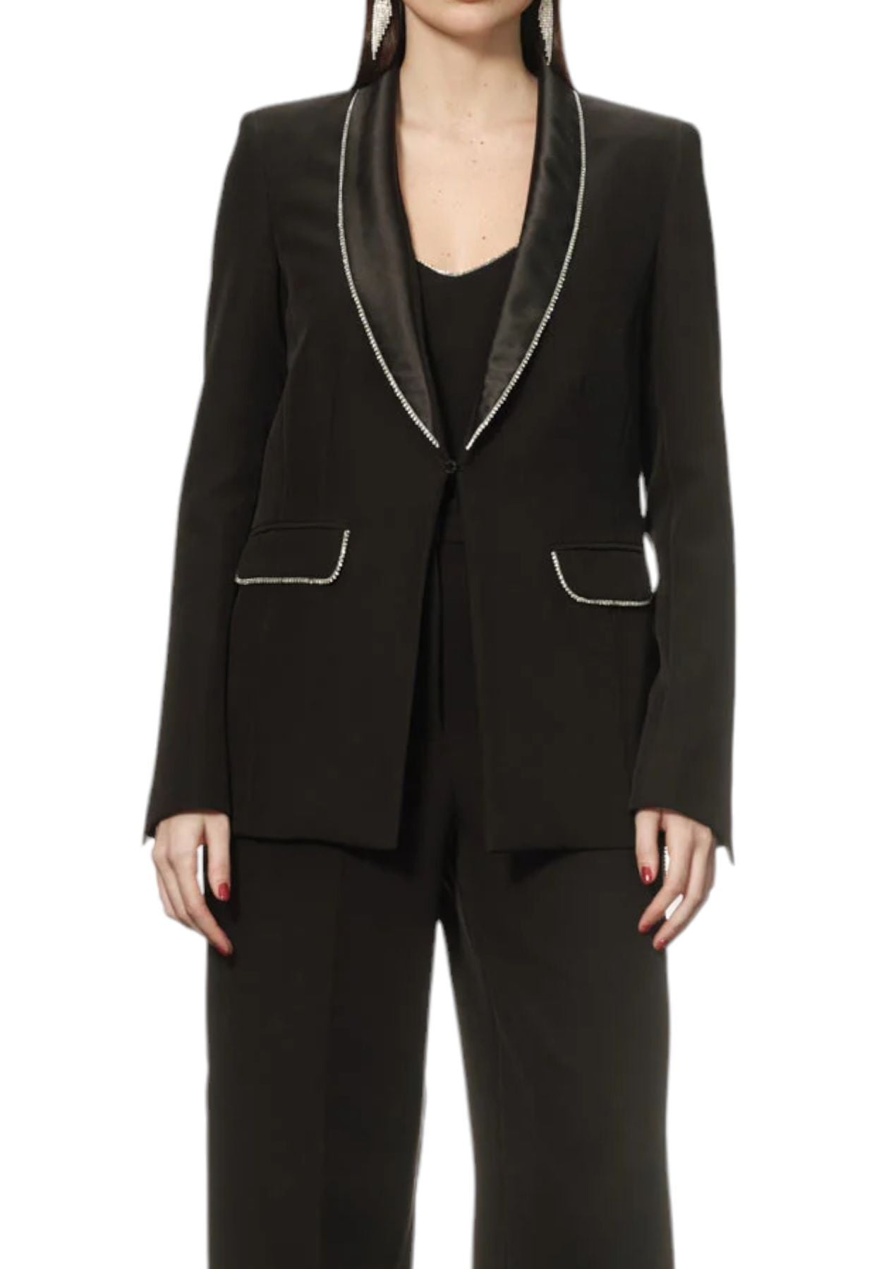 Giacca Blazer Donna White Wise Con Strass  WW18521