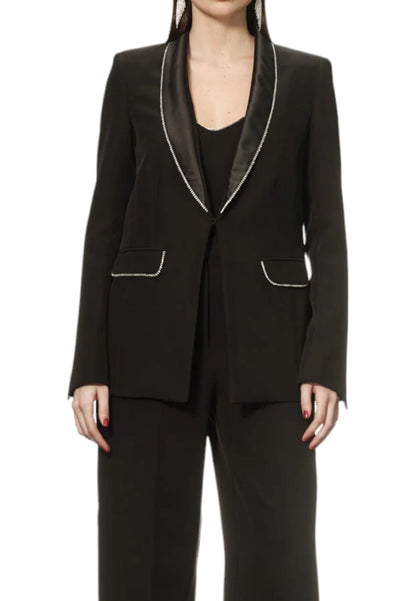 Giacca Blazer Donna White Wise Con Strass  WW18521