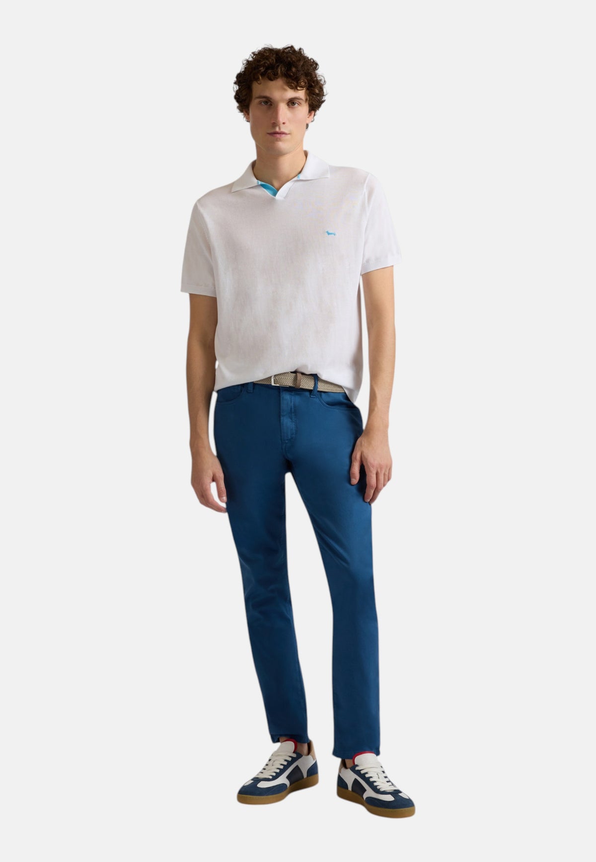 Polo Manica Corta Uomo Harmont & Blaine In Maglia SmacchInata Cotone Crepe Scollo A V  HRQ885031076