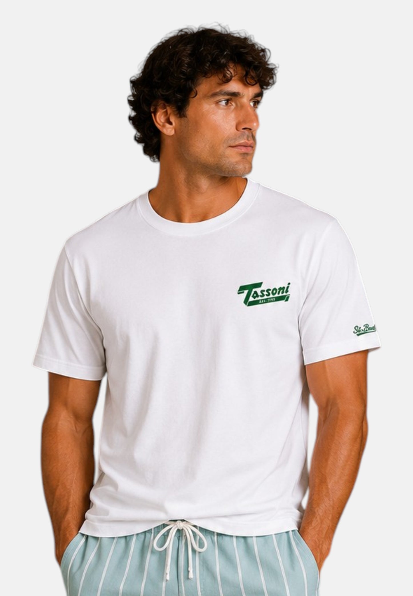 T-Shirt Manica Corta Uomo Mc2 Saint Barth Stampa/Ricamo Fronte E Retro Tassoni Lusso Portland PRL0002