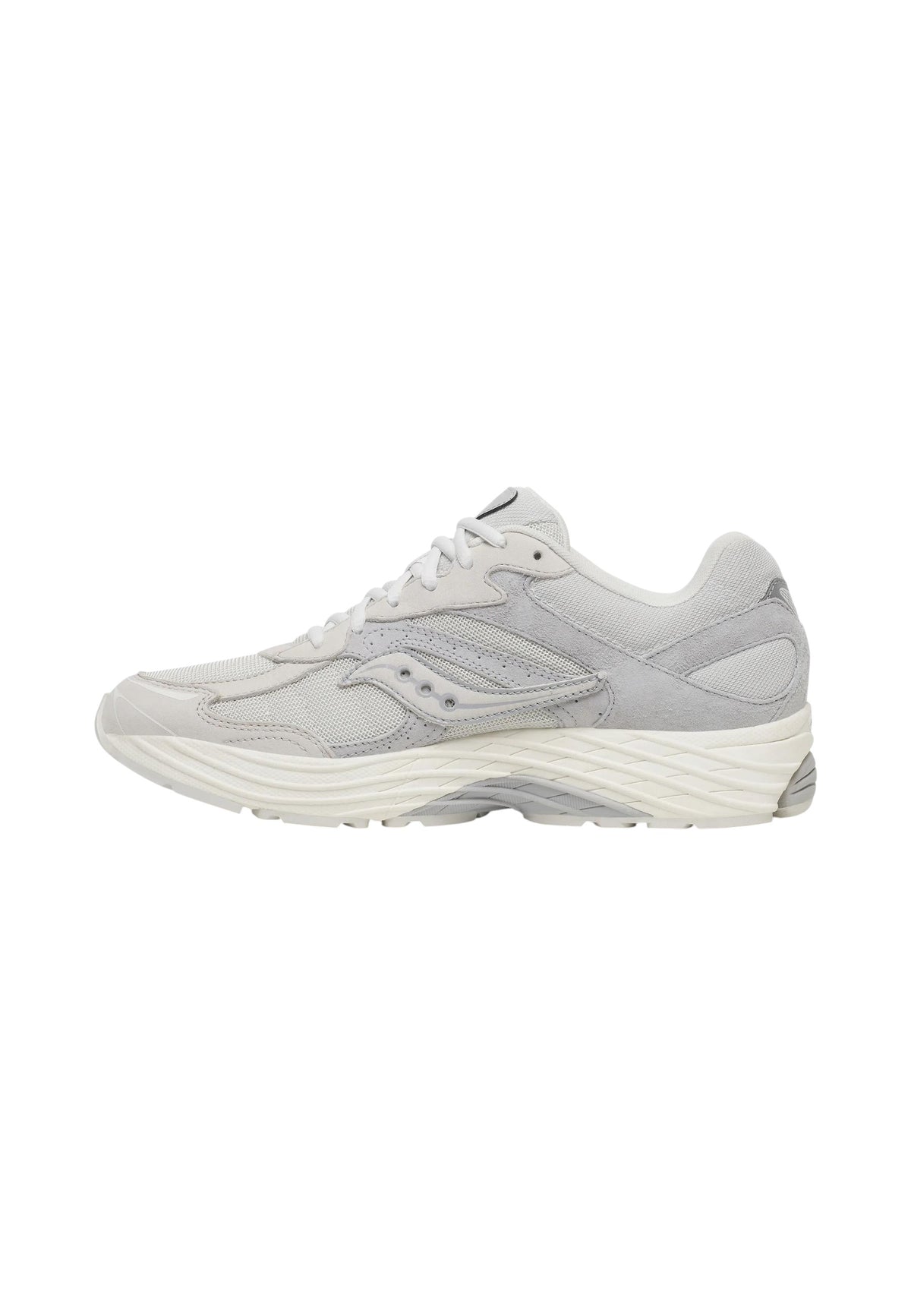 Sneakers Basse Uomo Saucony Chiusura con lacci, Tomaia in mesh aperto traspirante, Inserti in pelle scamosciata, Gabbia stabilizzante gommata, Ammortizzazione GRID Progrid Omni 9 S101835