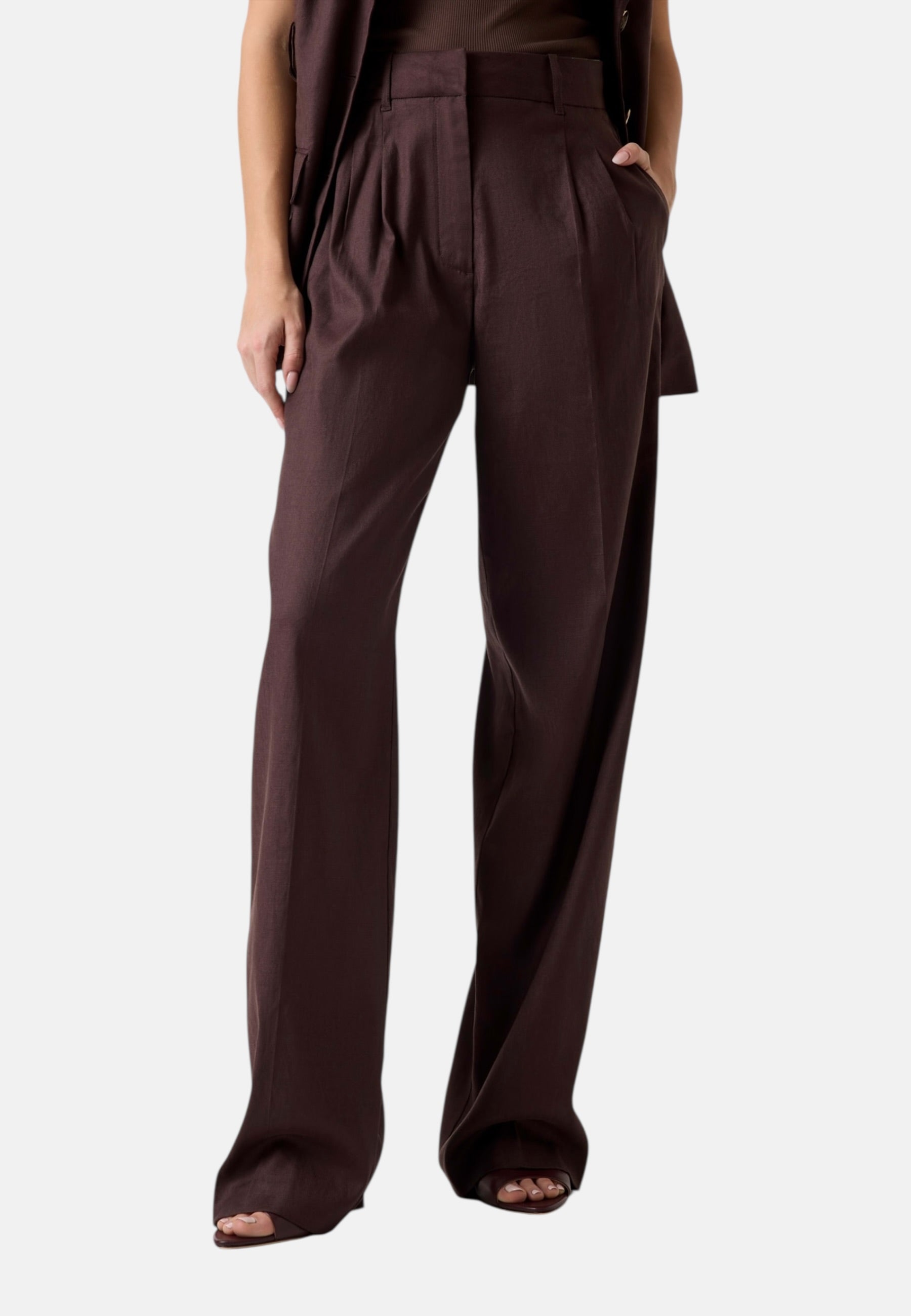 Pantaloni Straight Leg Donna Guess Linen Carla Perfect W6GB43W2840