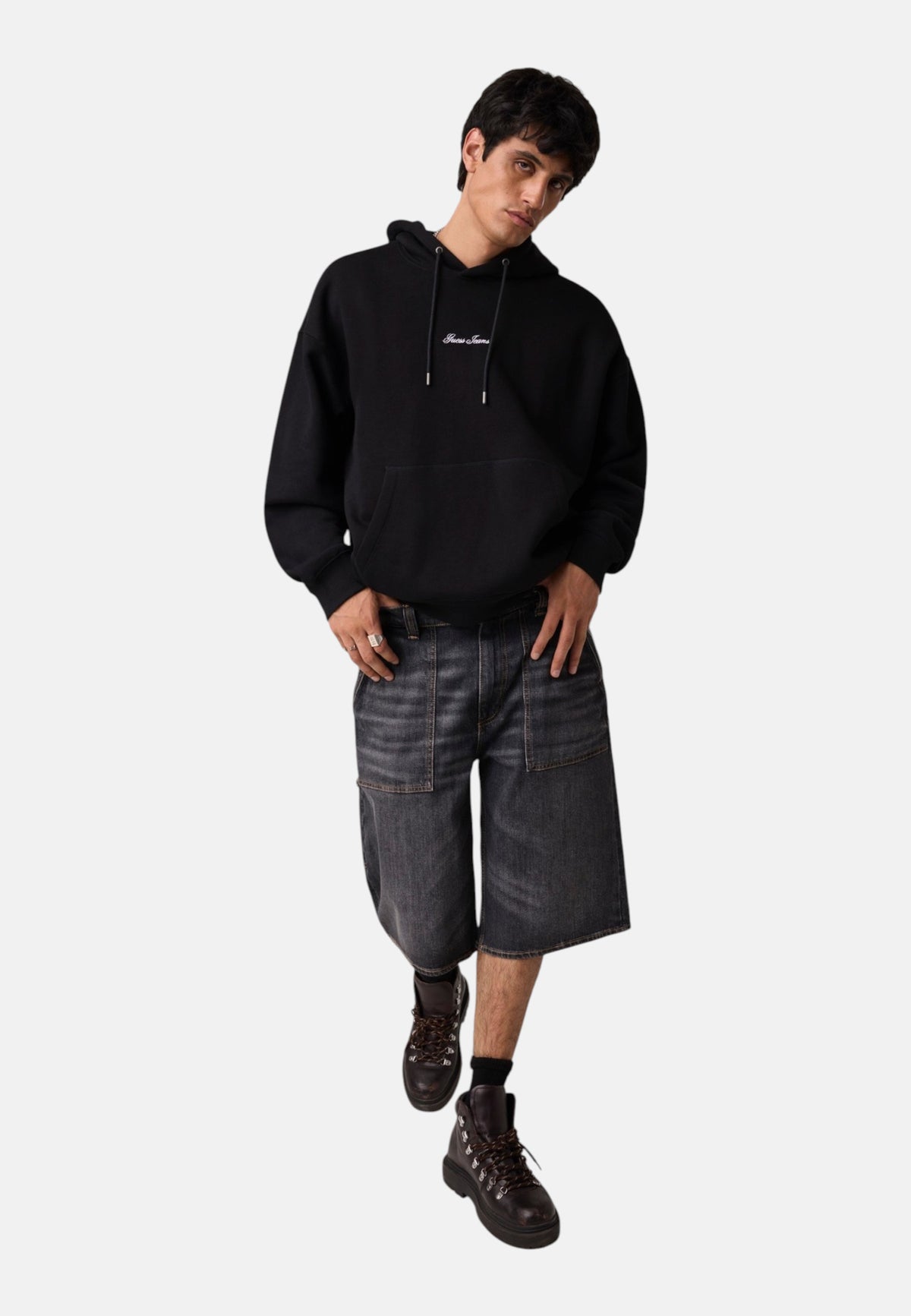 Felpa Con Cappuccio Uomo Guess Logo, Vestibilit� oversize, Logo piccolo Gj M6BQ13K5461