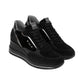 Sneakers Basse Donna Nero Giardini Tomaia in pelle e tessuto, chiusura con lacci, pannelli sovrapposti, fondo rialzato, Made in Italy  I617391D