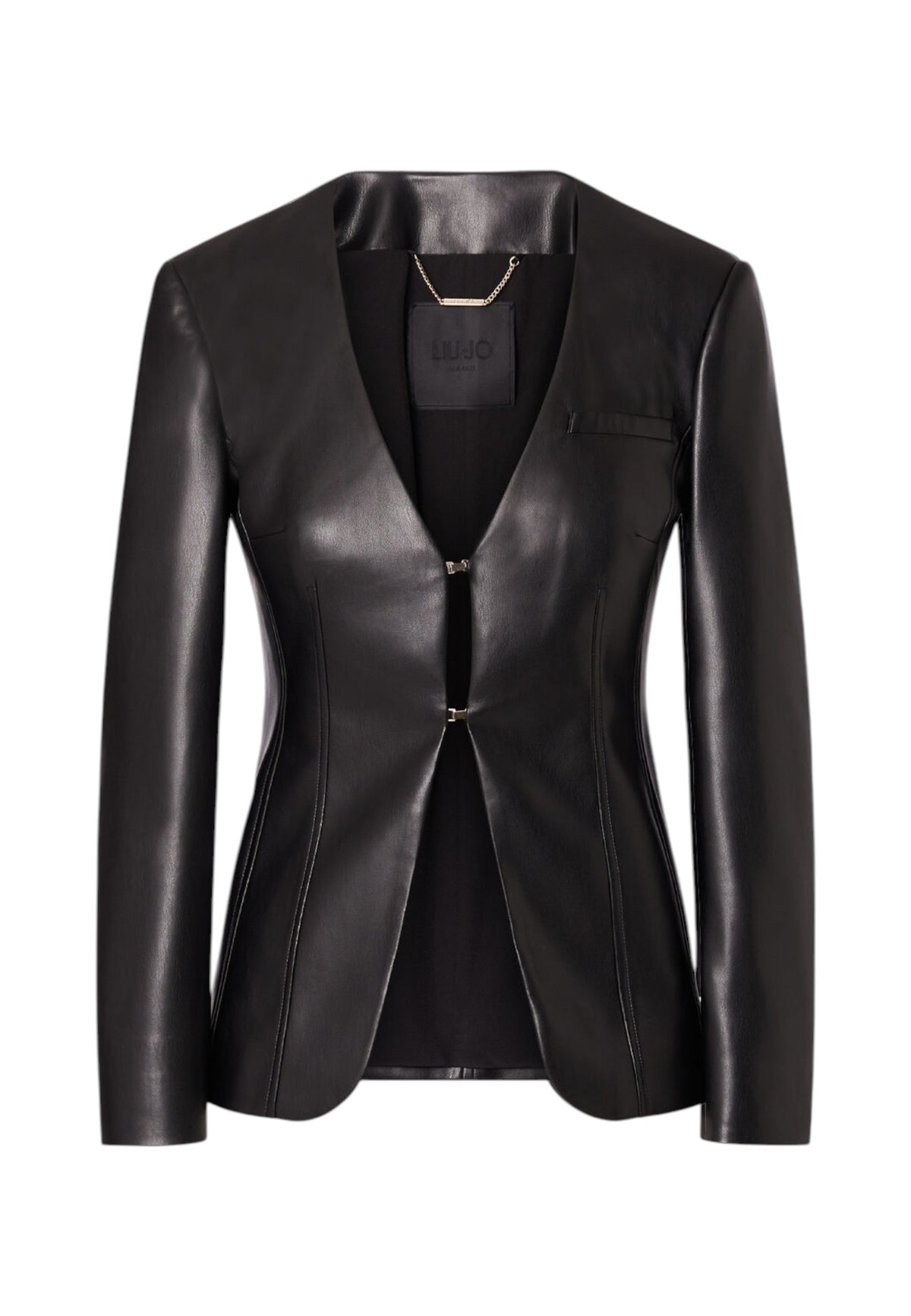 Giacca In Pelle Sintetica Donna Liu Jo Scollo A V E Chiusura A Ganci  CF6143E0624