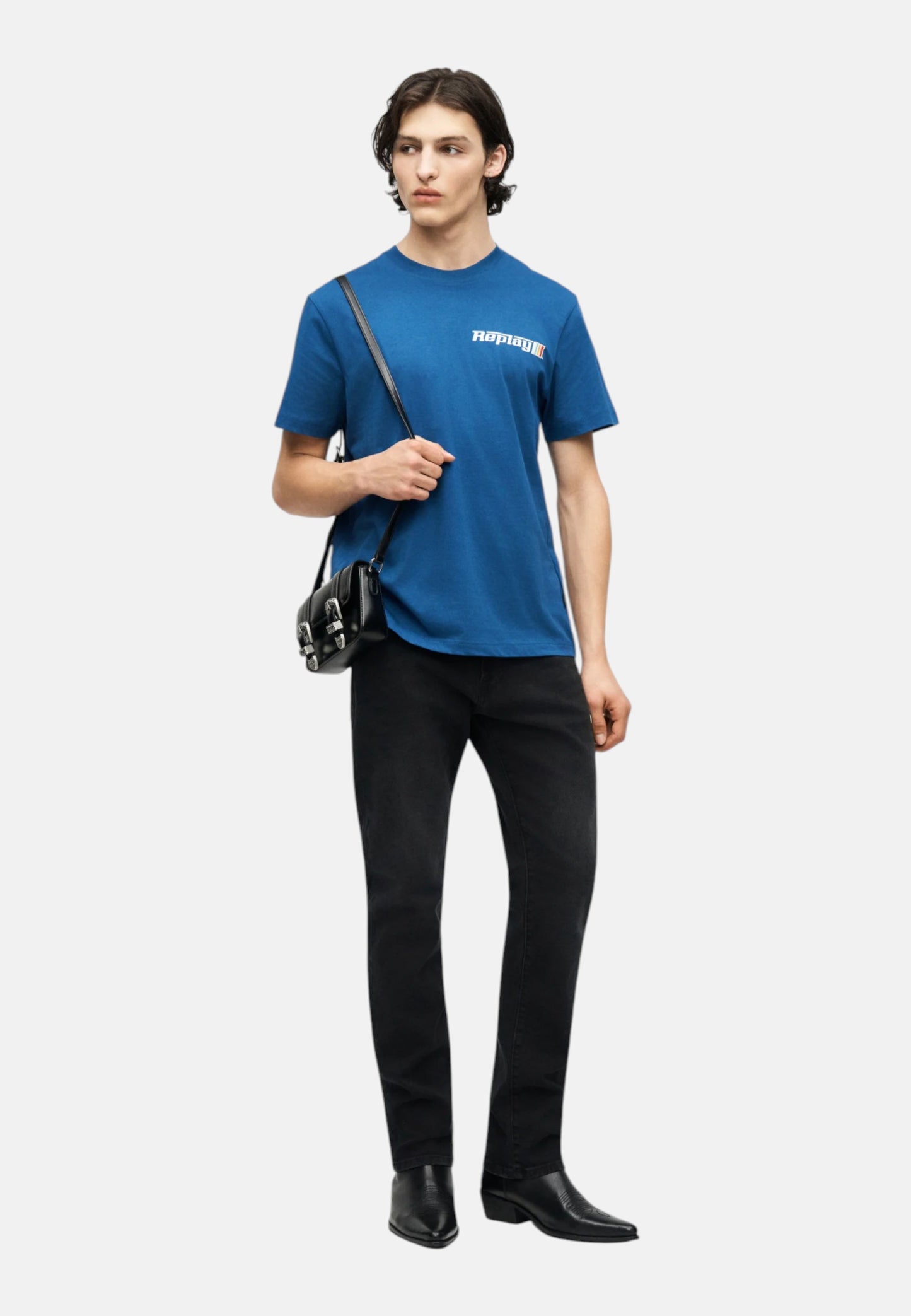 T-Shirt Manica Corta Uomo Replay In Jersey Con Grafica Logo  M3329 .000.2660