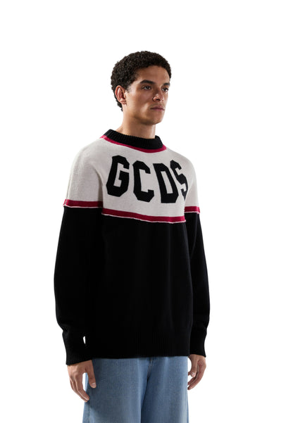 Maglione Collo A Lupetto Uomo Gcds  Stripes Logo B2CM1514KI9
