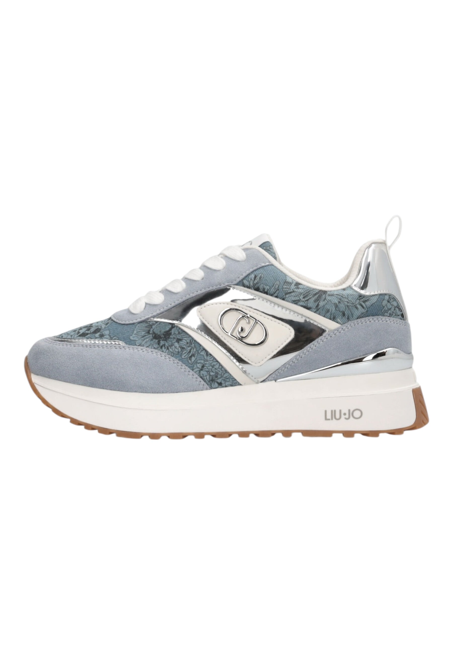 Sneakers Basse Donna Liu Jo In Camoscio Bovino/Stampato Denim Flower Liu Jo Maxi Wonder 97 BA6007PX878