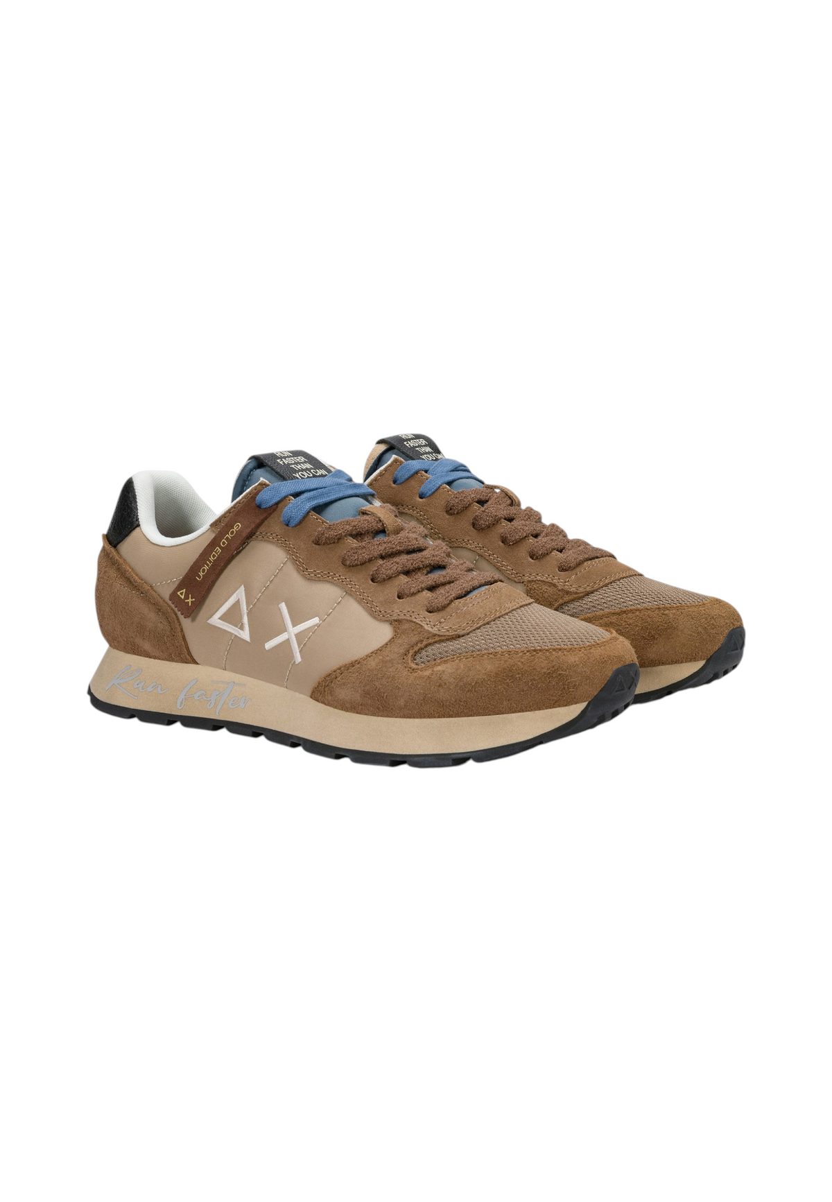 Sneakers Basse Uomo Sun68 Stile Running, Nylon E Suede, Effetto Vintage, Logo Ricamato Tom Vintage Z46105
