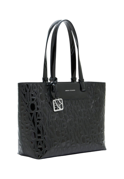 Borsa A Spalla Donna Armani Exchange Shopper Lucida Con Logo Allover  XW001481AF17290