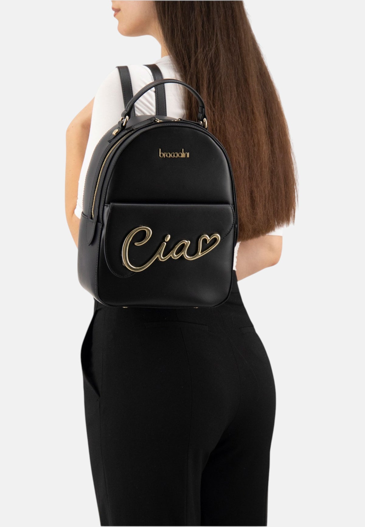 Zaino  Donna Braccialini Zaino compatto, Singolo con tracolle regolabili, Chiusura con zip, Due tasche interne, una con zip e una aperta, Accessorio Ciao in metallo, Dimensioni: 23 x 12 x 30 Cm Ciao B19343PP