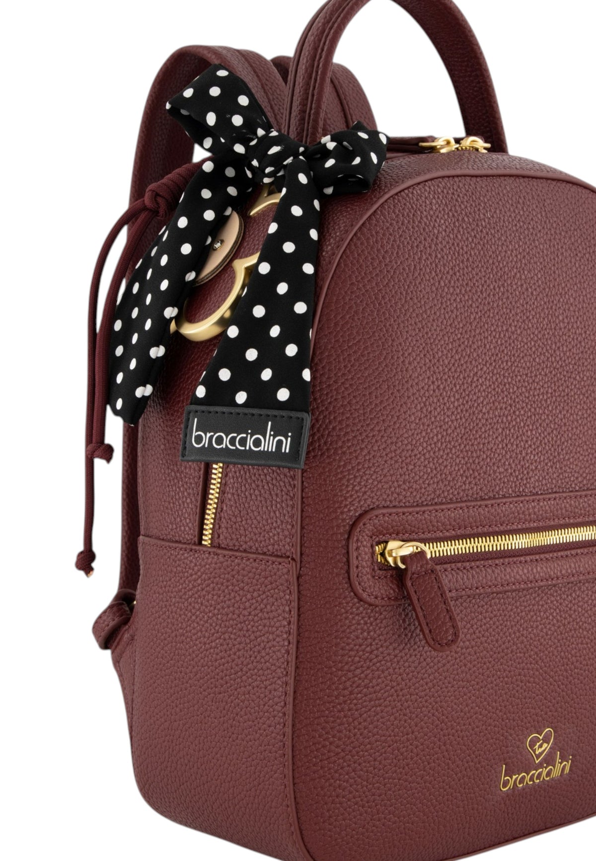 Zaino  Donna Braccialini Zaino compatto, Singolo con tracolle regolabili, Chiusura con zip, Due tasche interne, una con zip e una aperta, Charm removibile con margherita e fiocco a pois, Dimensioni: 27 x 11 x 31 Cm Beth B19223YY