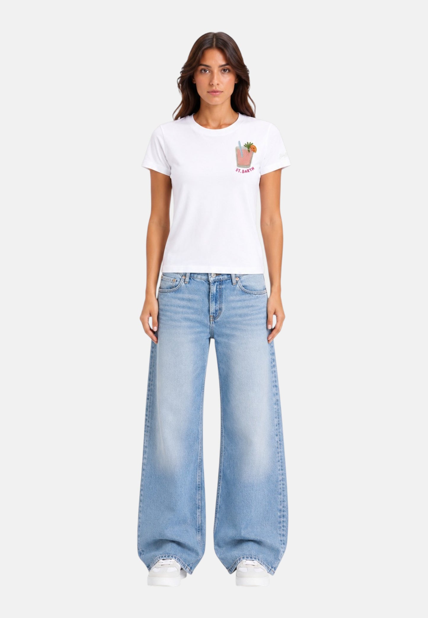 T-Shirt Manica Corta Donna Mc2 Saint Barth Sb Paloma Beads Emb Emilie EMI0001