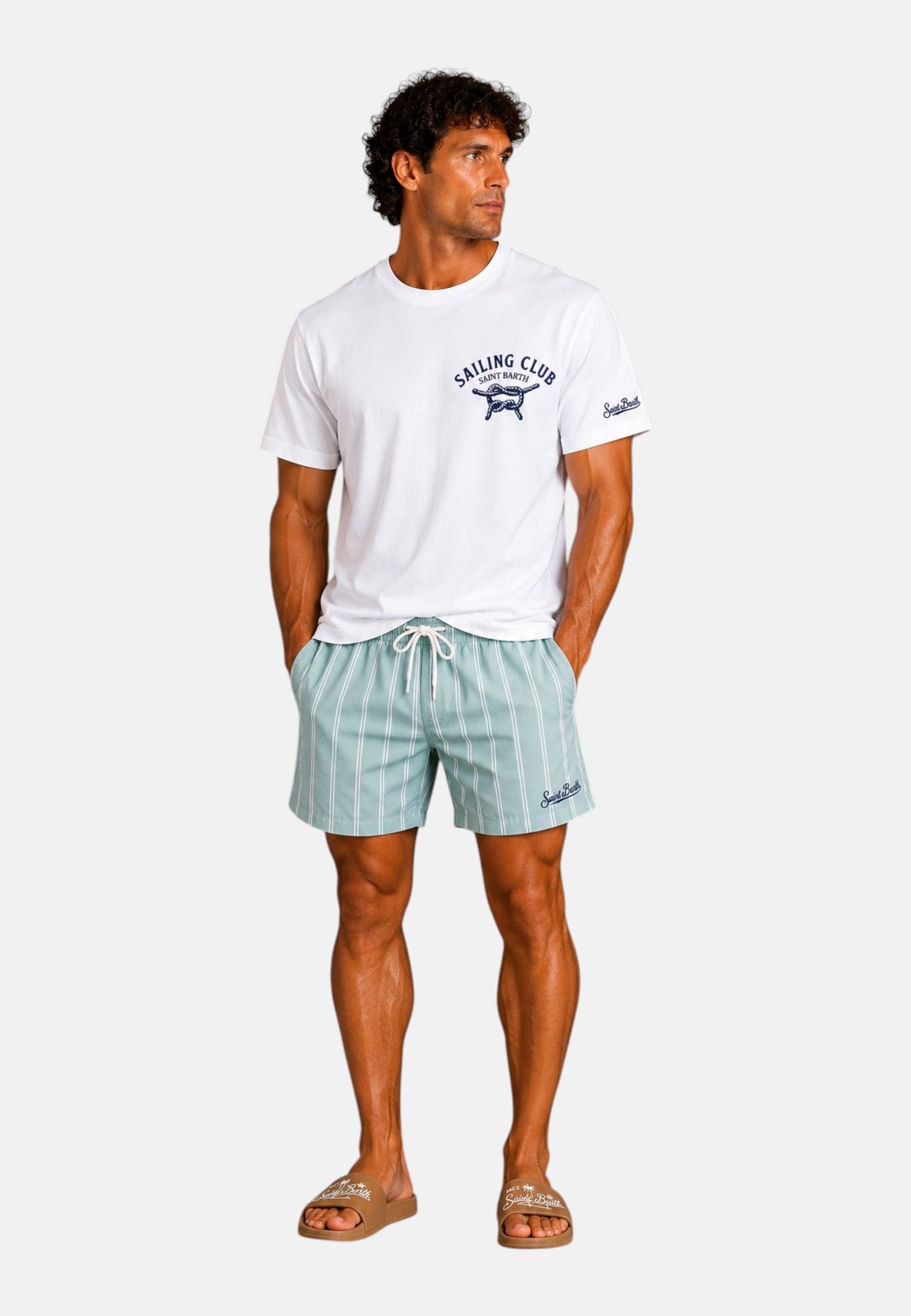 T-Shirt Manica Corta Uomo Mc2 Saint Barth Stampa/Ricamo Fronte E Retro Sb Sailing Regatta Portland PRL0002