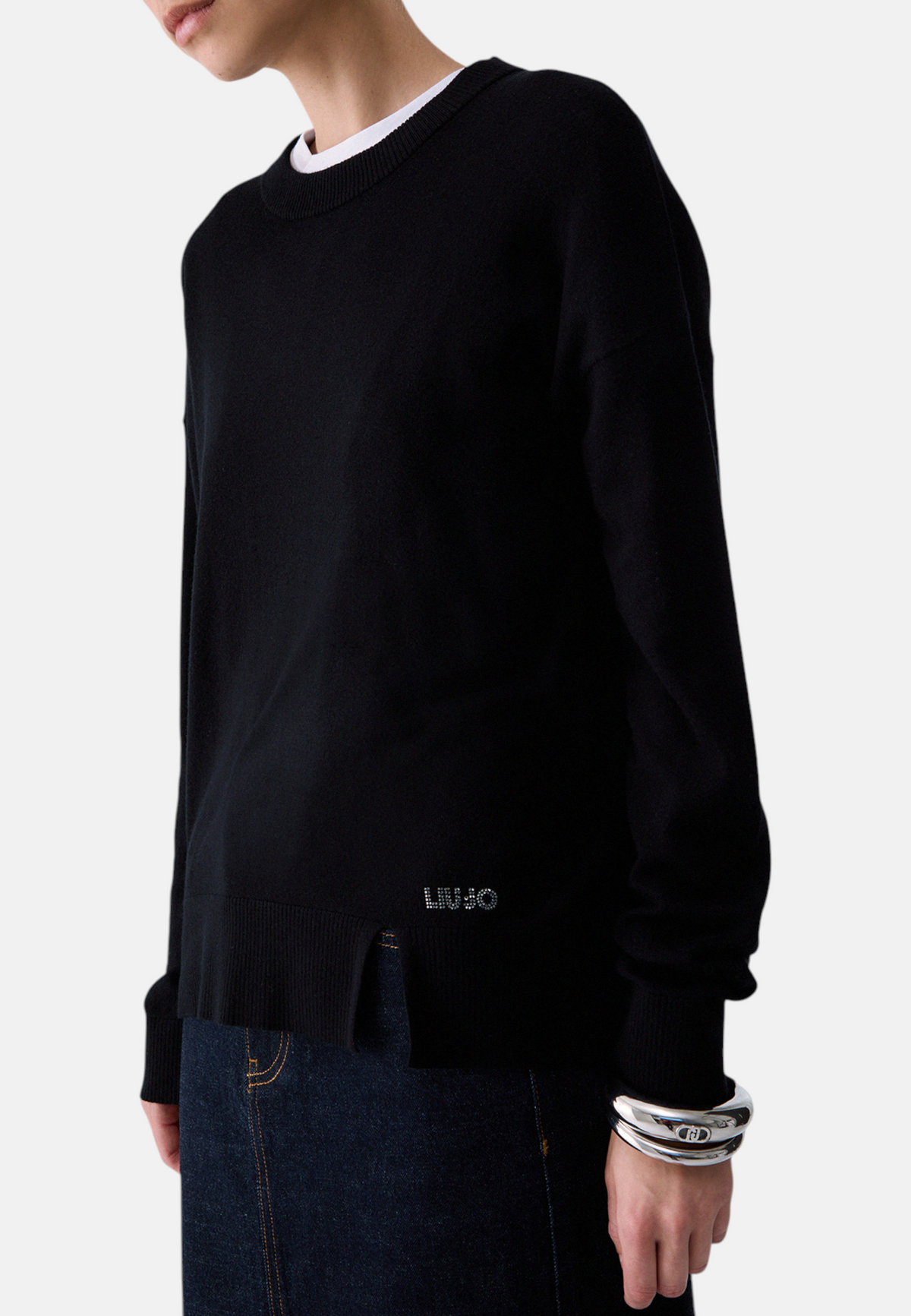 Maglia A Girocollo Donna Liu Jo Con Spacchi Laterali  WF6418MA16R