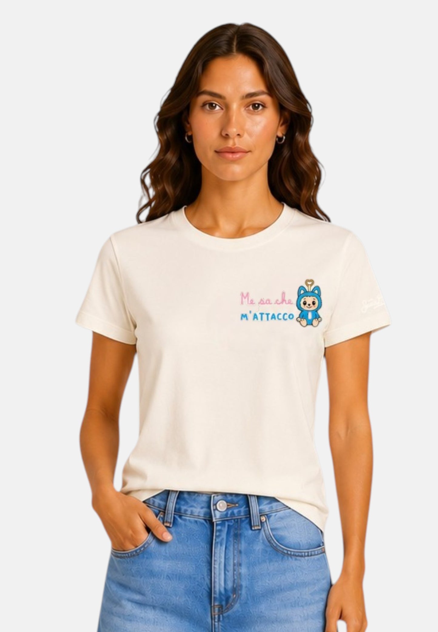 T-Shirt Manica Corta Donna Mc2 Saint Barth Attacco Puppy Emb Emilie EMI0001