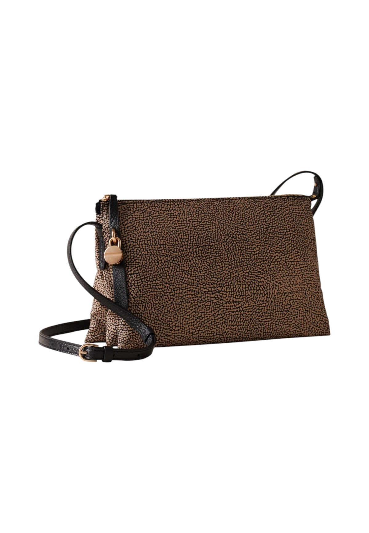 Borsa A Tracolla Donna Borbonese Formato medio, Tessuto riciclato, Stampa OP, Dettagli in vitello stampato Poche 910103530189