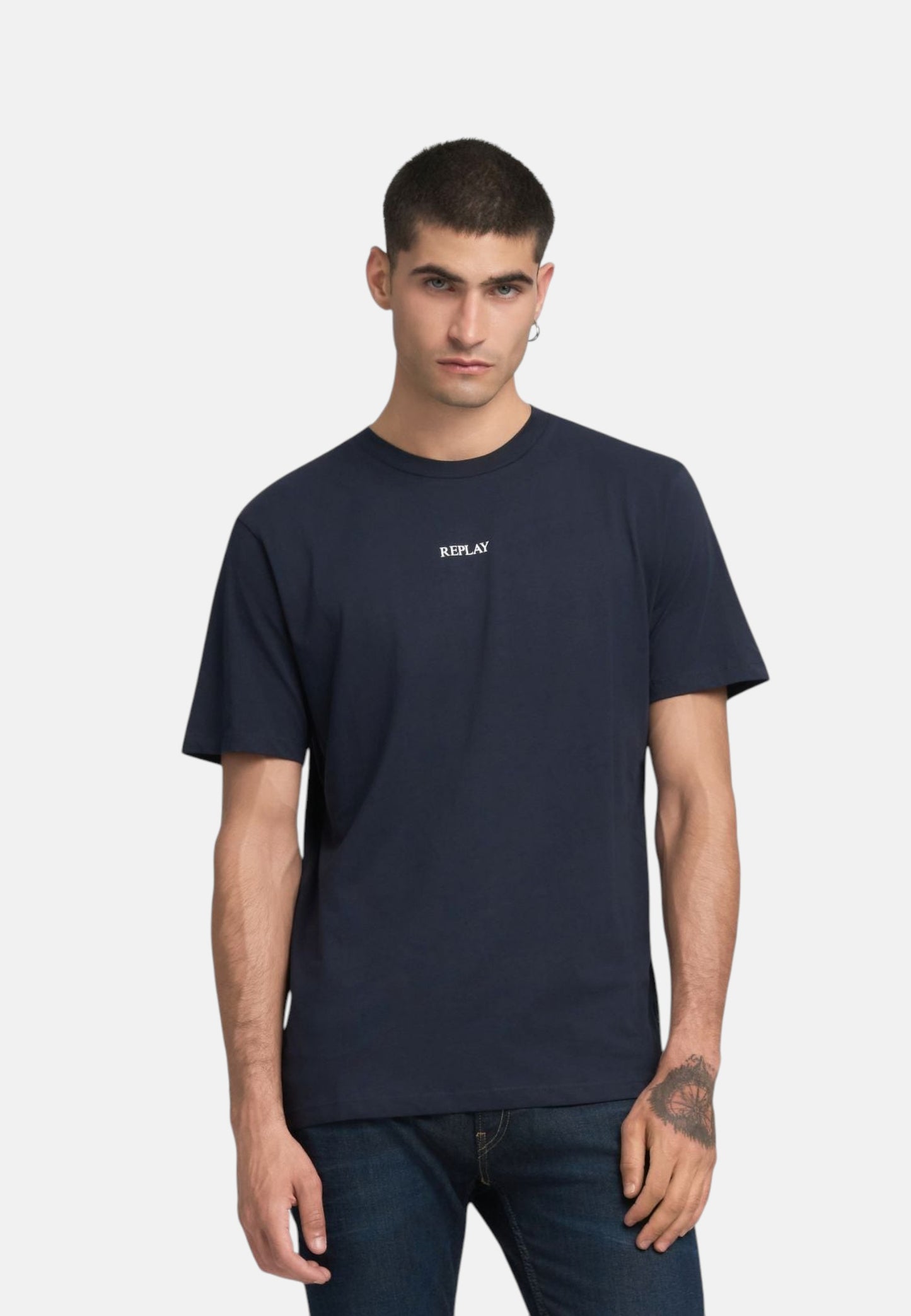 T-Shirt Manica Corta Uomo Replay In Jersey Con Lettering  M3098 .000.2660