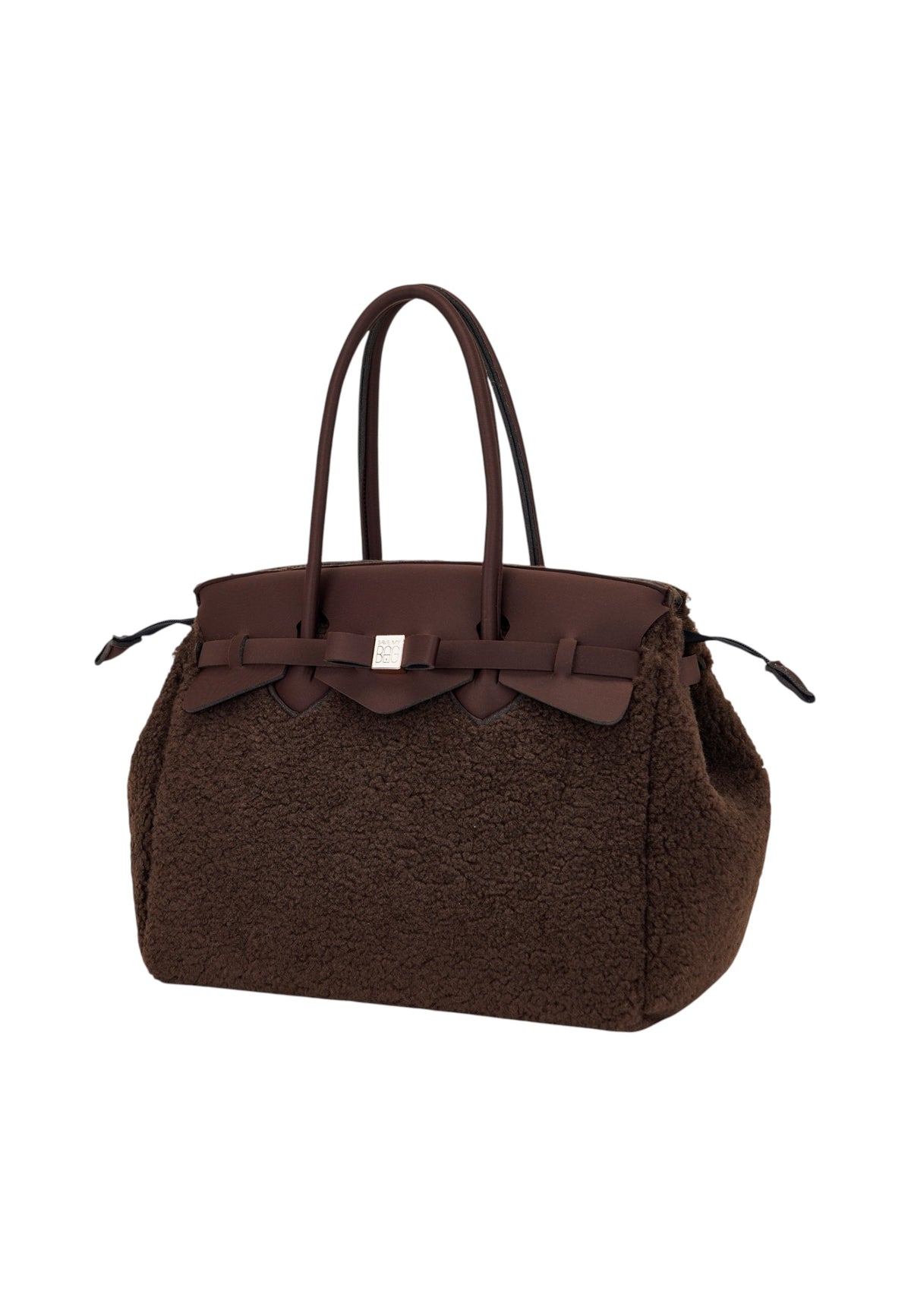 Borsa A Spalla Donna Save My Bag Shopping bag grande, Doppi manici, Chiusura con zip, Logo Save My Bag in metallo, Texture effetto teddy, Dimensioni: 35 x 17.5 x 26 Cm Miss S62-MISS-L-FUL