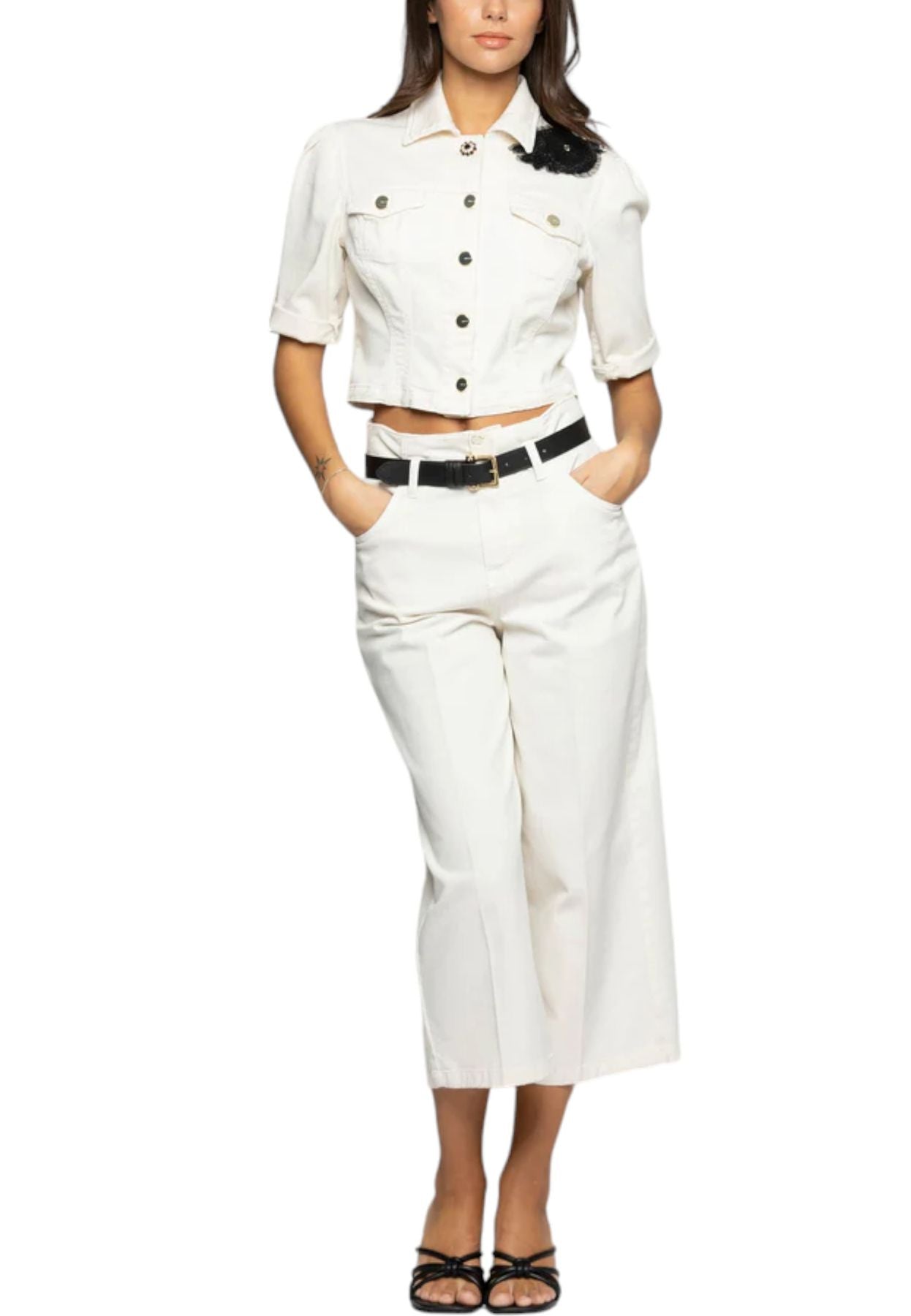 Pantaloni  Donna Kocca Crop Larghi A Vita Alta Kleo P24PPC1833ABUN2322