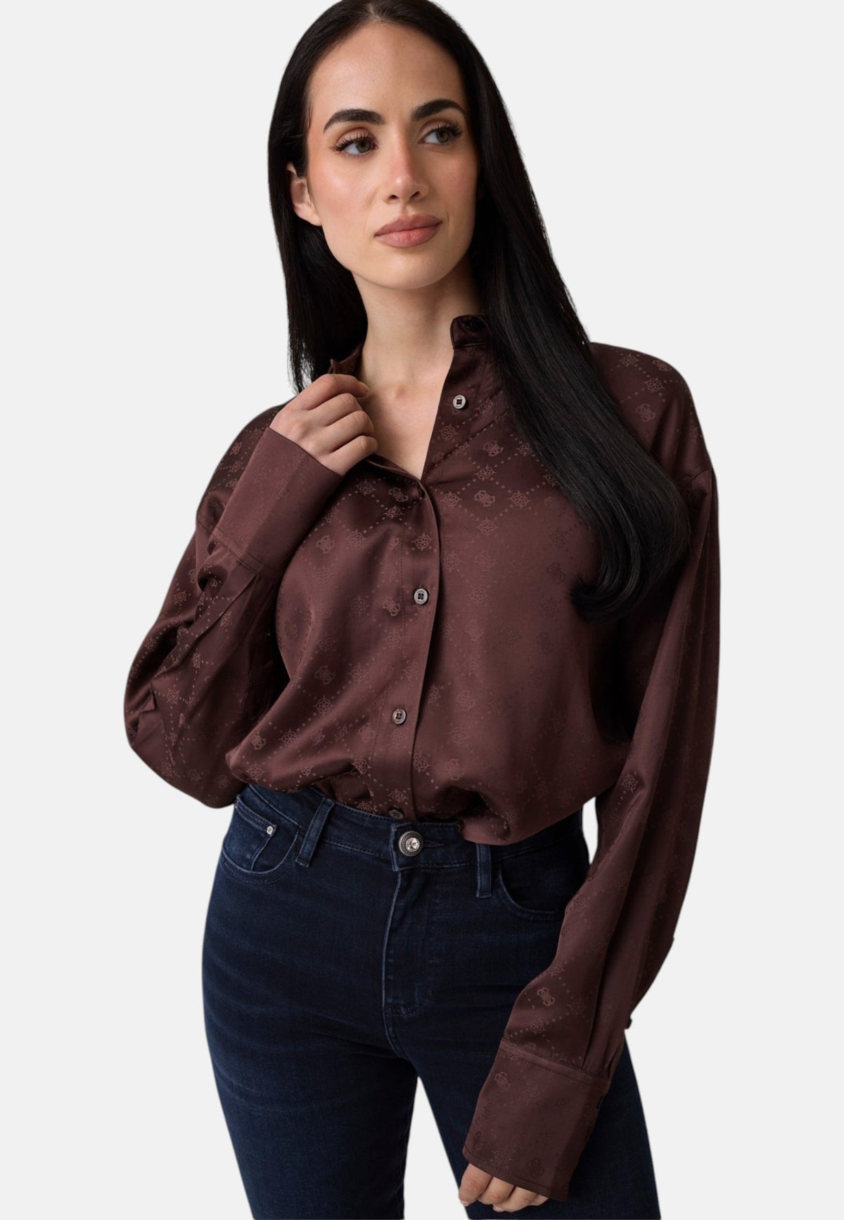 Camicia Manica lunga Donna Guess Logo Carolyn W6BH46W4236