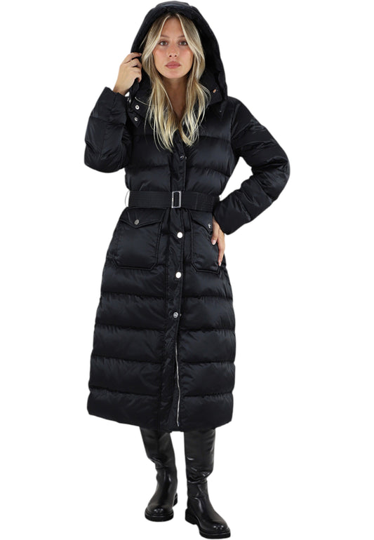 Piumino Lungo Donna Liu Jo Con Cappuccio Imbottito In Vera Piuma  MF5011T017A