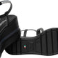 Sandali Con Zeppa Donna Nero Giardini In Pelle Con Fasce Incrociate E Catena Decorativa  E615953D