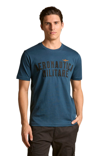 T-Shirt Manica Corta Uomo Aeronautica Militare Con Logo In Feltro  252TS2478UJ00641