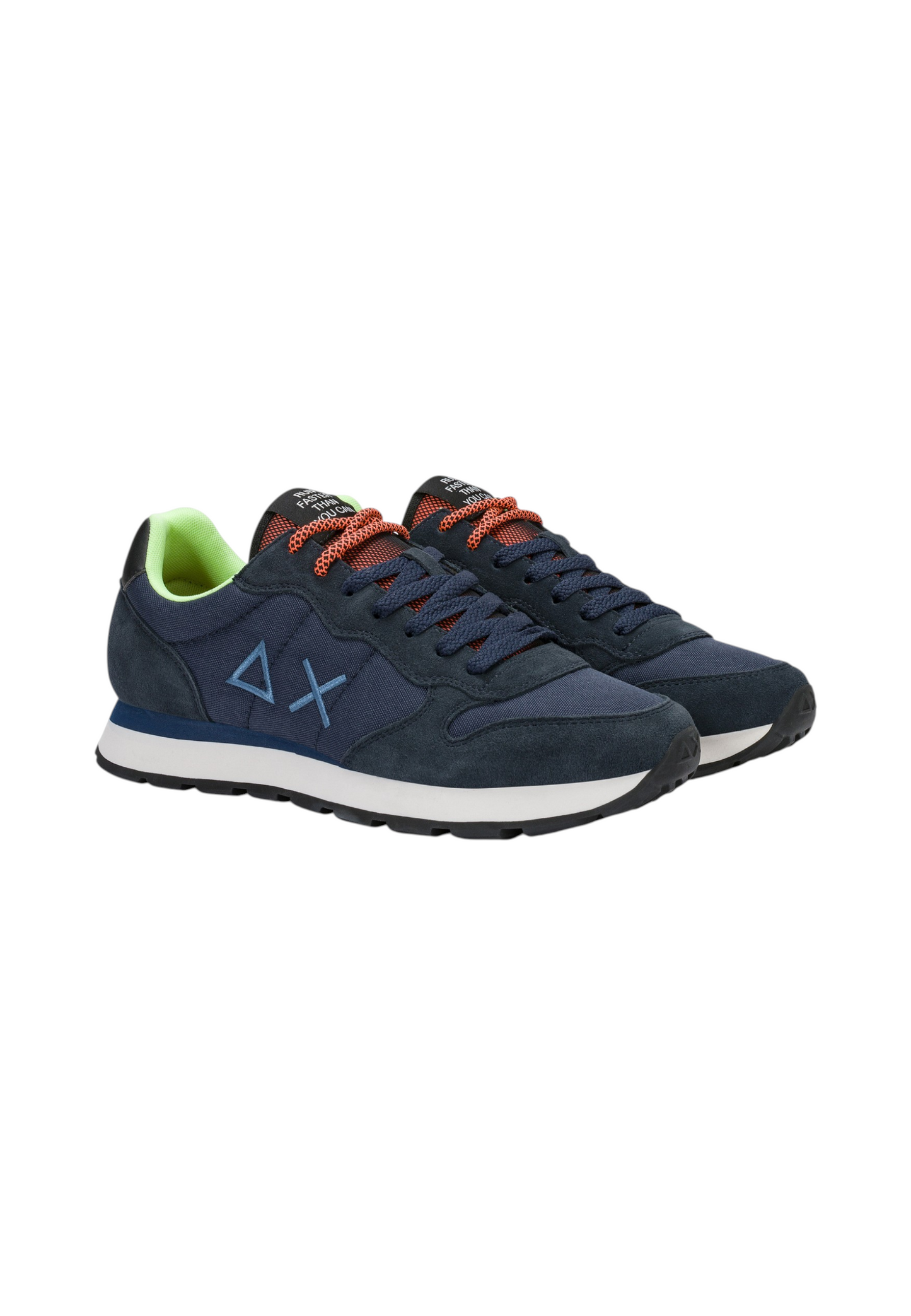 Sneakers Basse Uomo Sun68 Stile Running, Nylon E Suede, Dettagli Fluo, Logo Ricamato Tom Fluo Z46102