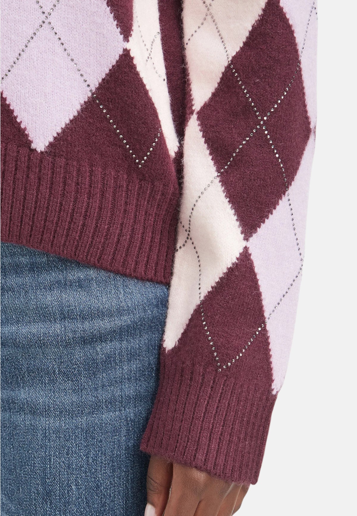 Maglione A Girocollo Donna Guess Motivo argyle Gracie W6BR48Z1447