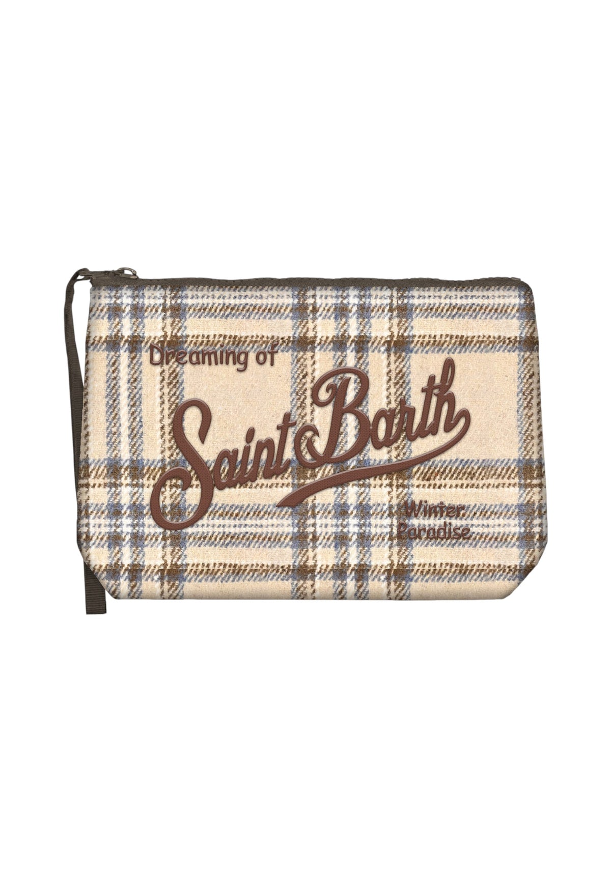 Pochette  Unisex Mc2 Saint Barth Chiusura Con Zip, Laccetto Laterale, Fantasia Tartan Aline Wool ALI0022-TARTAN