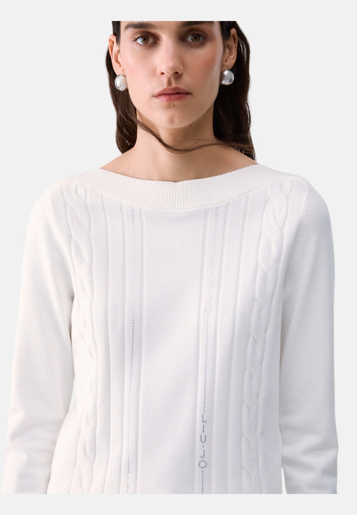 Maglia Scollo A Barca Donna Liu Jo Con Trecce E Strass  TF6189MS63L