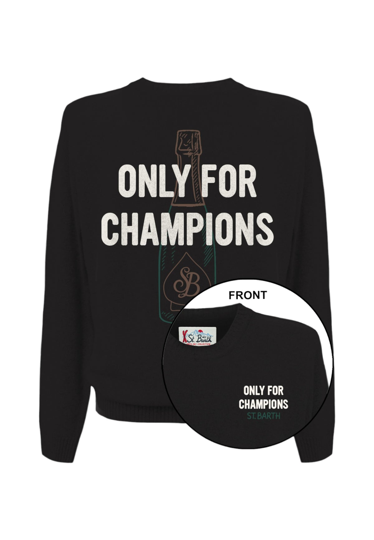 Maglione A Girocollo Uomo Mc2 Saint Barth Maniche Lunghe, Polsi E Fondo A Coste, La Scritta Only For Champions Heron HER0001-RICH-ONLY-CHAMPIONS
