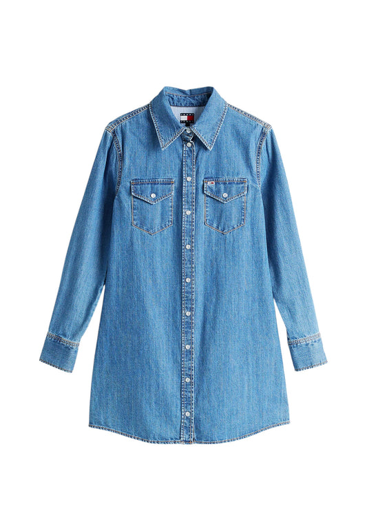 Vestito Corto Donna Tommy Jeans Chemiser In Jeans Regular Western