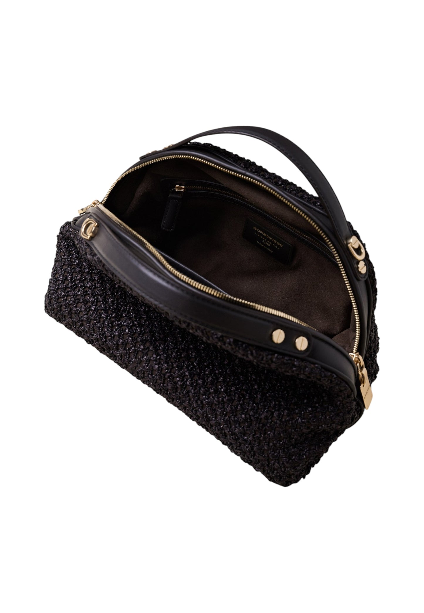 Borsa A Mano Donna Borbonese BaulettoSmall In Paglia Traforata Con Tracolla Sexy 910103800379
