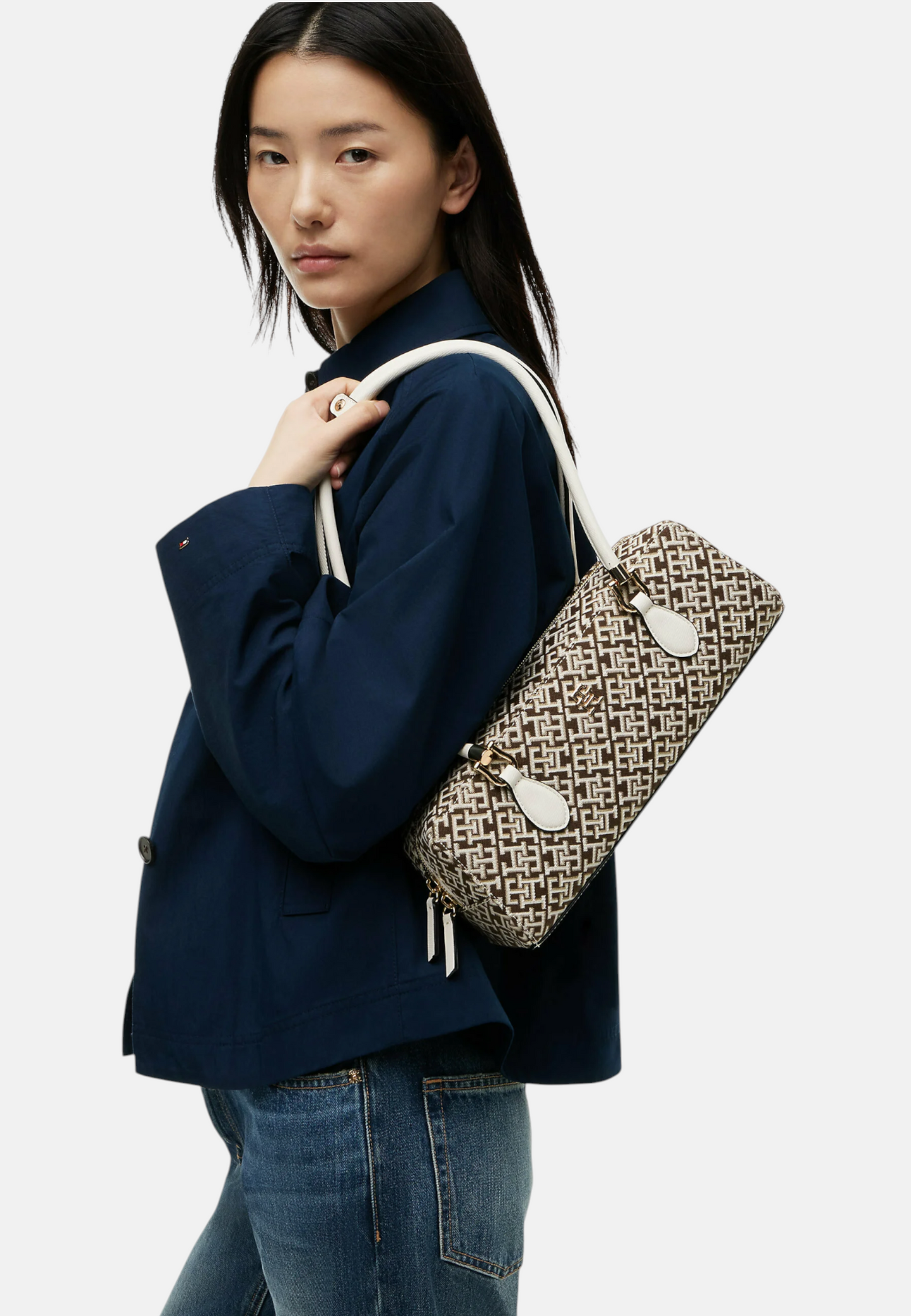 Borsa A Spalla Donna Tommy Hilfiger Shoulder Bag Jacquard Th Grace AW0AW18752