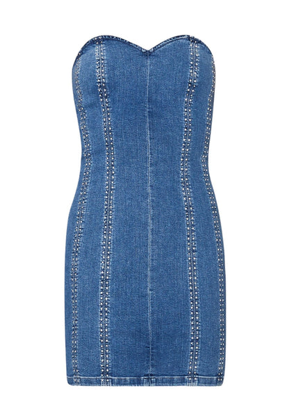 Vestito Corto Donna Liu Jo In Denim Studs Strass UA4099D4765