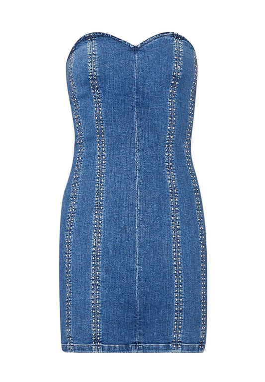 Vestito Corto Donna Liu Jo In Denim Studs Strass UA4099D4765